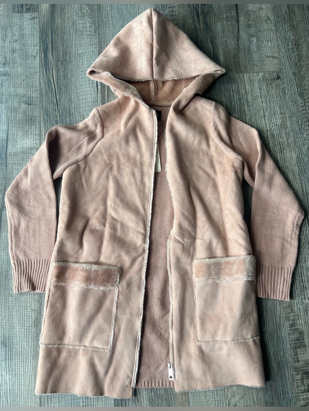 stradivarius Dusty Rose Hooded Open Cardigan